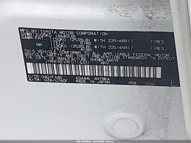 JTMRFREV9FD116331 Toyota Rav4 Xle