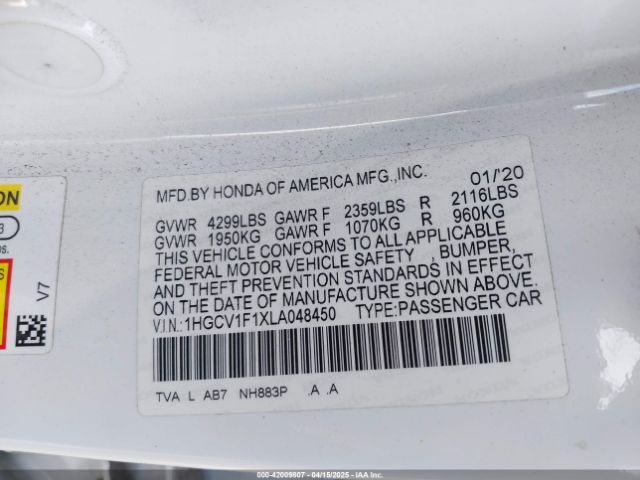 1HGCV1F1XLA048450 Honda ACCORD LX