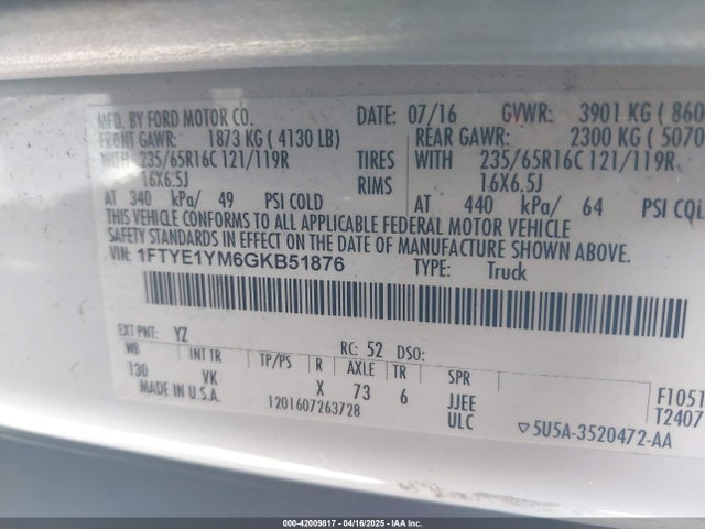 1FTYE1YM6GKB51876 Ford Transit-150