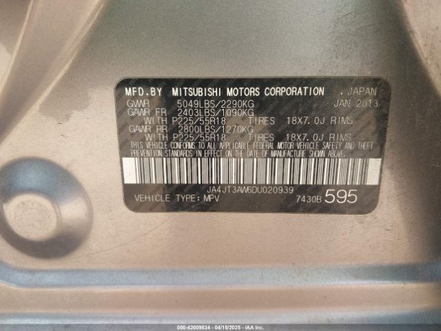 2013 MITSUBISHI OUTLANDER JA4JT3AW6DU020939 Photo 8