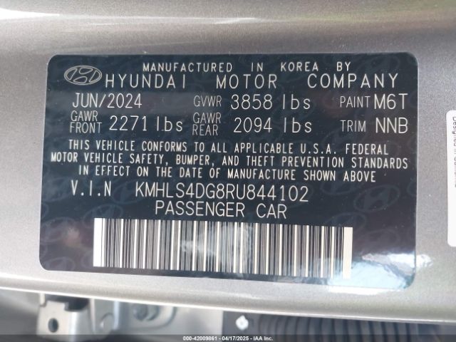 KMHLS4DG8RU844102 Hyundai ELANTRA SEL