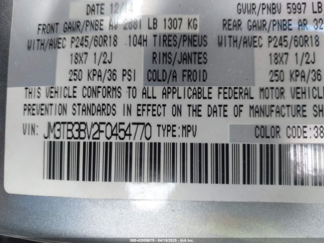 JM3TB3BV2F0454770 Mazda CX-9 SPORT