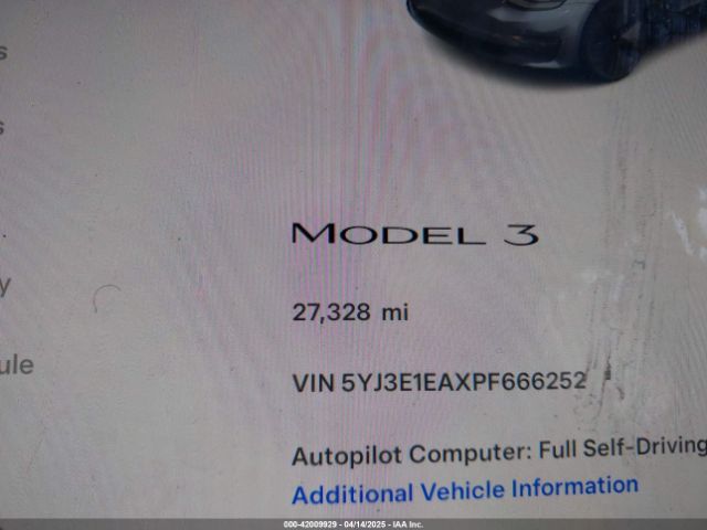 5YJ3E1EAXPF666252 Tesla Model 3 Rear-wheel Drive