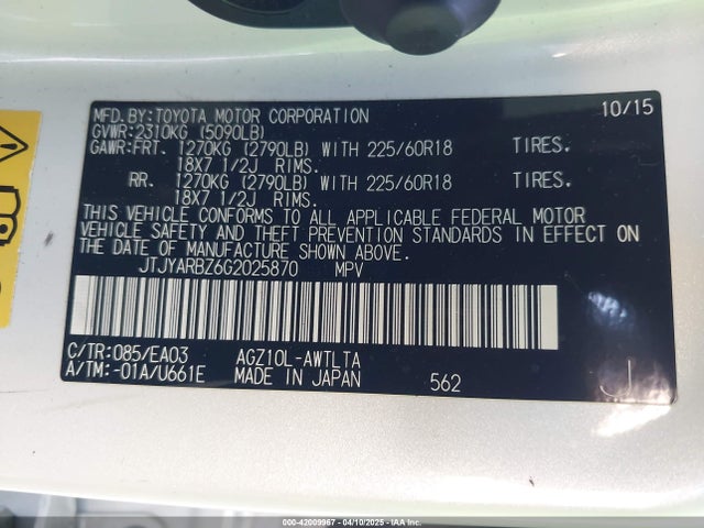 JTJYARBZ6G2025870 Lexus NX 200T