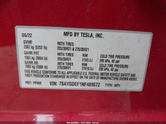 2022 TESLA MODEL Y 7SAYGDEF1NF489572 Photo 8