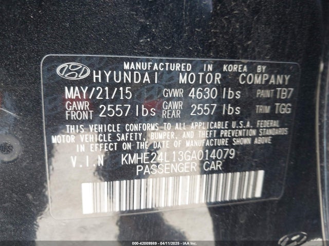 Hyundai dohc gdi nu 2016 KMHE24L13GA014079 Image 9