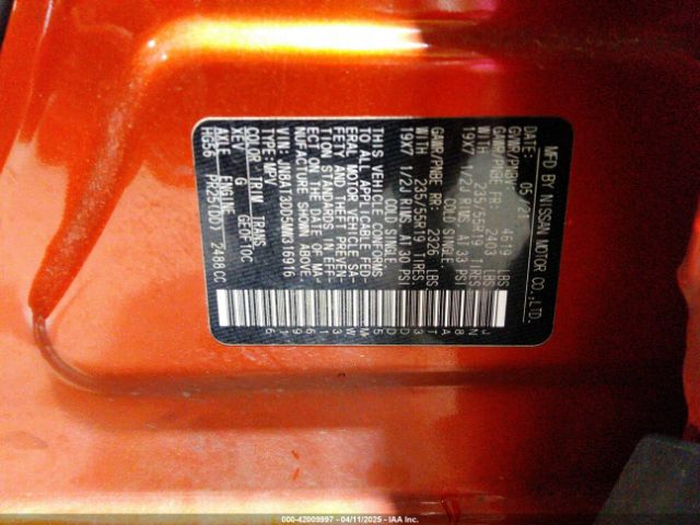 JN8AT3DD5MW316916 Nissan Rogue Platinum Intelligent Awd