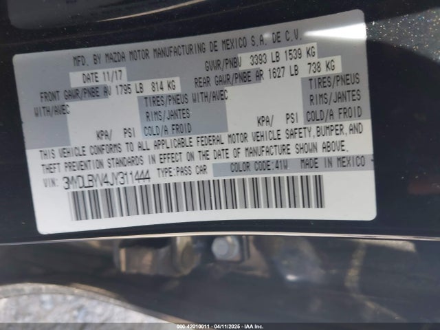 3MYDLBYV4JY311444 Toyota YARIS IA