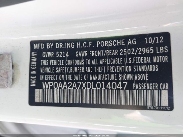 2013 PORSCHE PANAMERA WP0AA2A7XDL014047 Photo 8