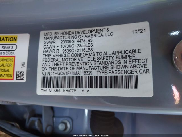 1HGCV1F4XMA118329 Honda Accord Sport Special Edition