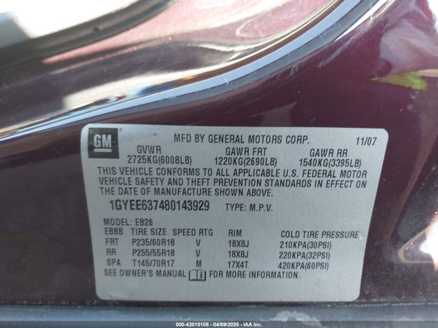 2008 CADILLAC SRX 1GYEE637480143929 Photo 8
