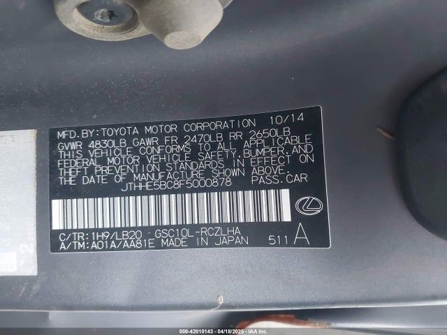 JTHHE5BC8F5000878 Lexus RC 350