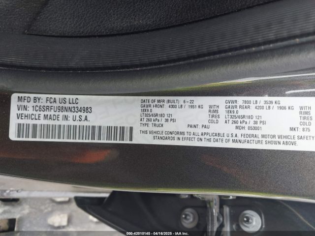 2022 RAM 1500 1C6SRFU98NN334983 Photo 8