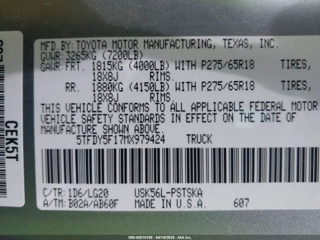 2021 TOYOTA TUNDRA 5TFDY5F17MX979424 Photo 8