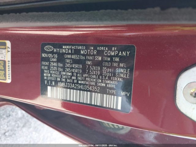 2017 HYUNDAI TUCSON KM8J33A25HU354352 Photo 8
