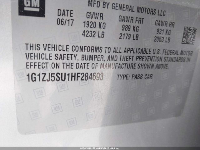 1G1ZJ5SU1HF284693 Chevrolet MALIBU HYBRID
