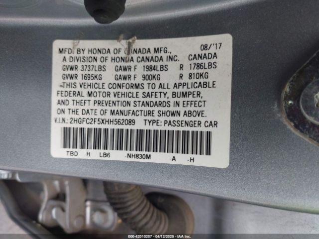 2HGFC2F5XHH562089 Honda Civic Lx