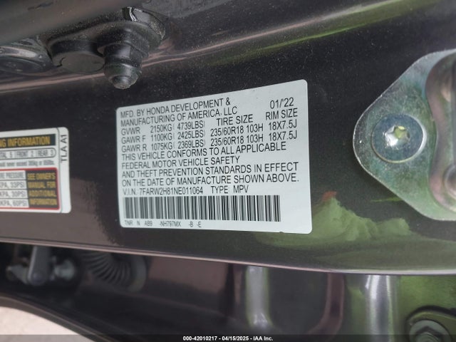 Honda Cr-v Awd Ex-l 2022 7FARW2H81NE011064 Image 9