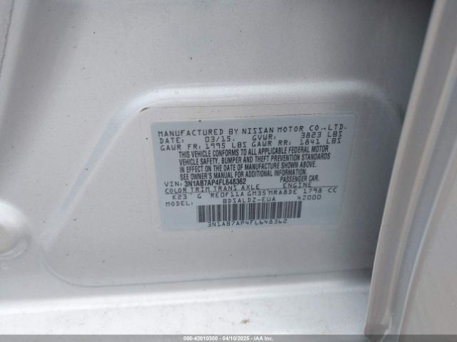 3N1AB7AP4FL648362 Nissan Sentra Fe+ S/s/sl/sr/sv