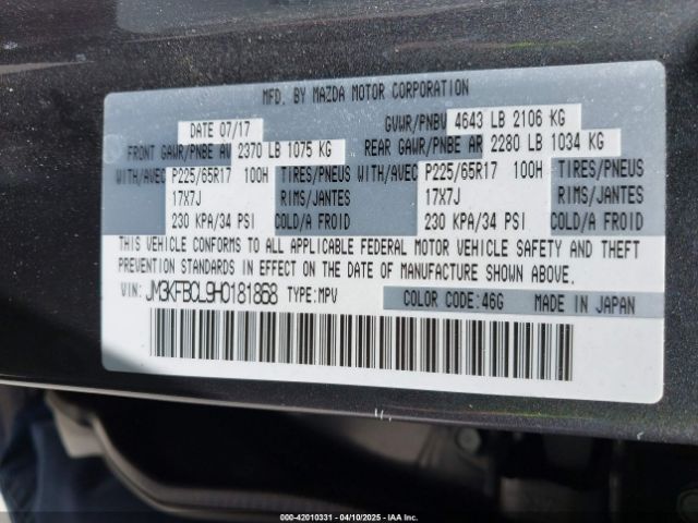 JM3KFBCL9H0181868 Mazda Cx-5 Touring