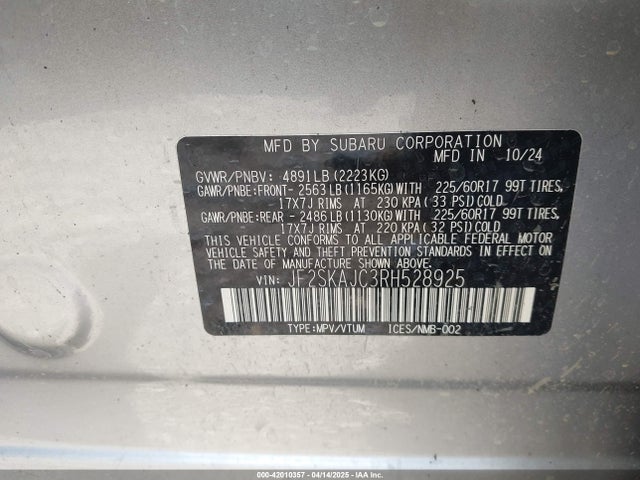 Subaru na u5 2024 JF2SKAJC3RH528925 Image 9