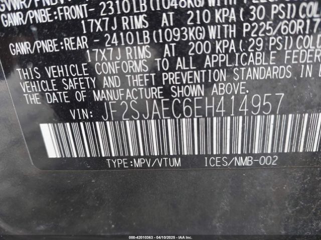 JF2SJAEC6EH414957 Subaru Forester 2.5i Premium