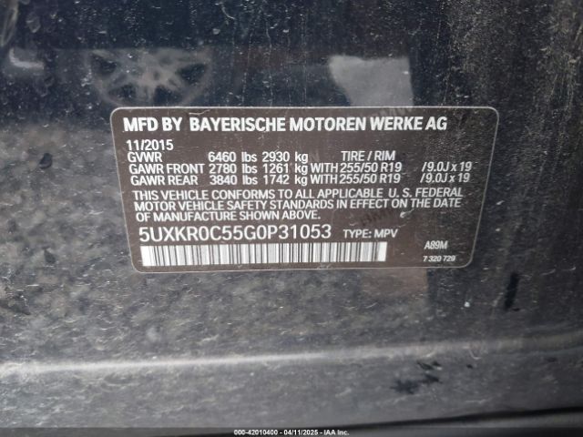 5UXKR0C55G0P31053 BMW X5 Xdrive35i