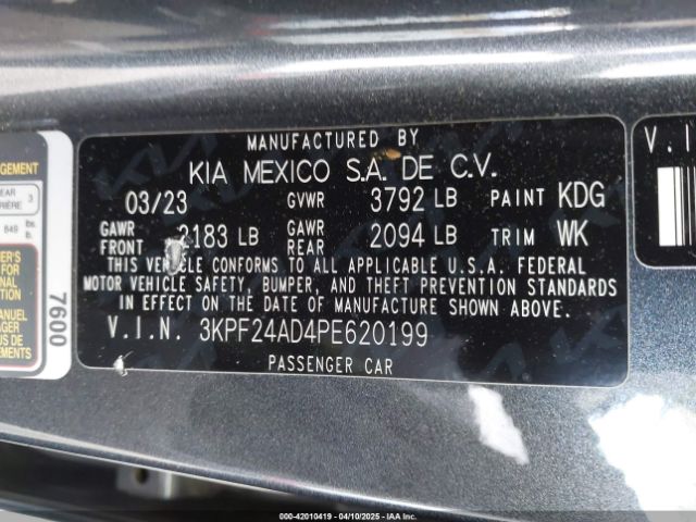3KPF24AD4PE620199 KIA FORTE LX