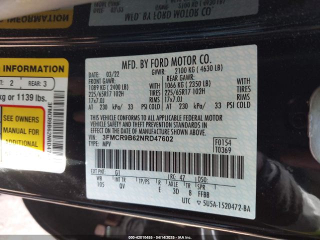 3FMCR9B62NRD47602 Ford Bronco Sport Big Bend