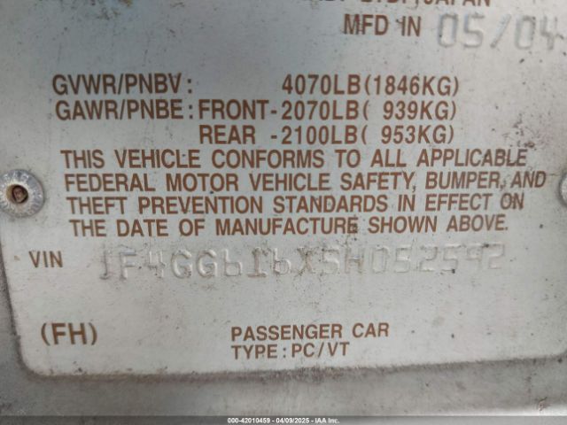 2005 SAAB 9-2X JF4GG616X5H052592 Photo 8