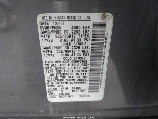 JN8AT2MT6JW460990 Nissan ROGUE S