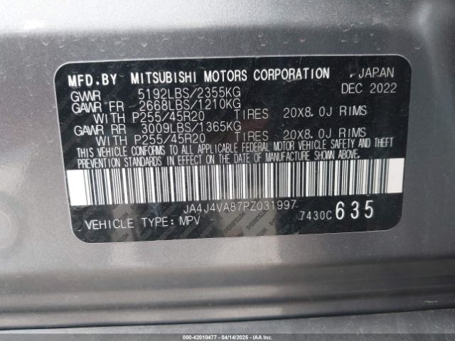 2023 MITSUBISHI OUTLANDER JA4J4VA87PZ031997 Photo 8