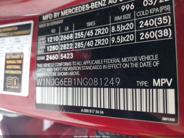 2022 MERCEDES-BENZ AMG GLC 43 W1N0G6EB1NG081249 Photo 8