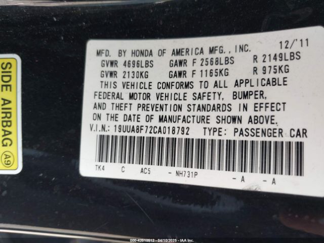 2012 ACURA TL 19UUA8F72CA018792 Photo 8