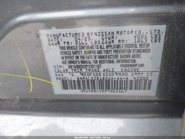 3N1AB8CV2PY261167 Nissan Sentra Sv Xtronic Cvt