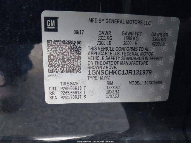 1GNSCHKC1JR131979 Chevrolet Suburban Lt