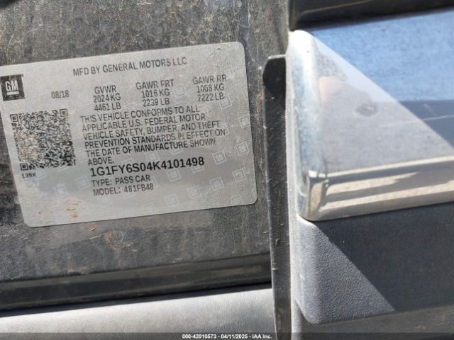 1G1FY6S04K4101498 Chevrolet BOLT EV LT
