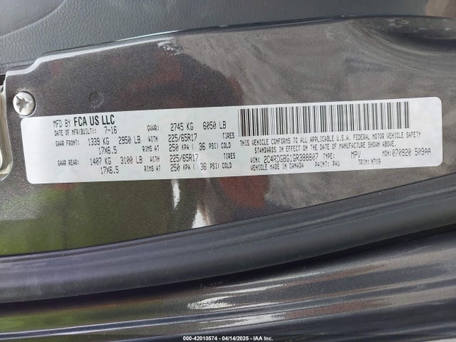2C4RDGBG1GR388807 Dodge Grand Caravan Se Plus