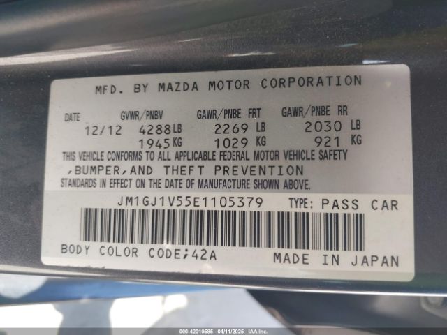 JM1GJ1V55E1105379 Mazda Mazda6 I Touring