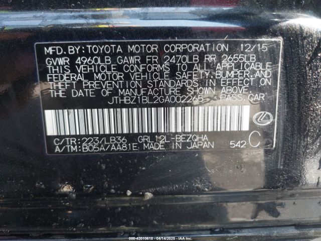 2016 LEXUS GS 350 JTHBZ1BL2GA002265 Photo 8
