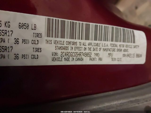 2C4RDGCG5HR749052 Dodge Grand Caravan Sxt