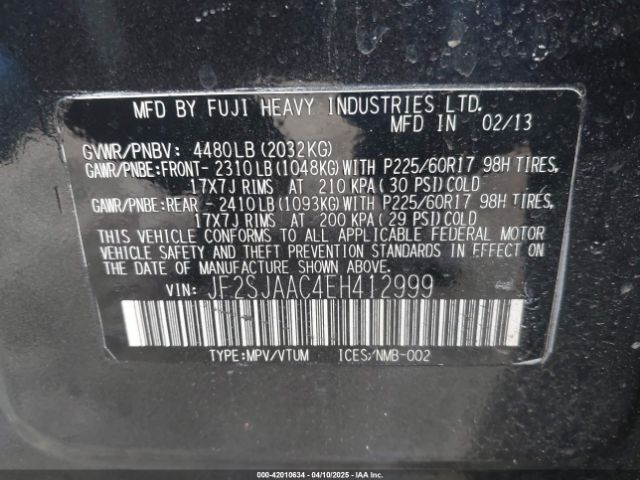 JF2SJAAC4EH412999 Subaru Forester 2.5i