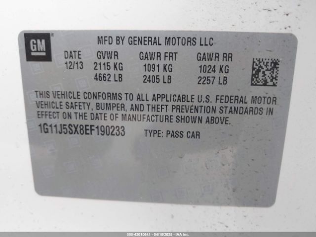 1G11J5SX8EF190233 Chevrolet Malibu 2lz