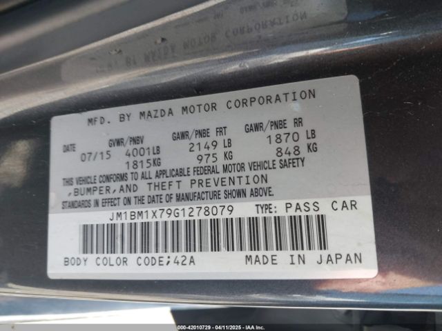 JM1BM1X79G1278079 Mazda Mazda3 I Grand Touring