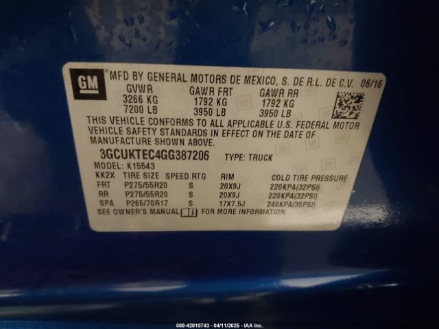 3GCUKTEC4GG387206 Chevrolet Silverado 1500 High Country