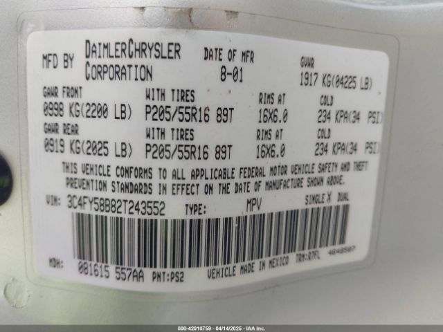 2002 CHRYSLER PT CRUISER 3C4FY58B82T243552 Photo 8