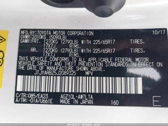 JTJYARBZ5J2089325 Lexus NX 300