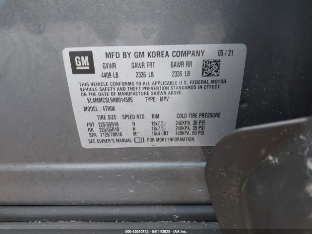 KL4MMCSL9NB014595 Buick Encore Gx Awd Preferred