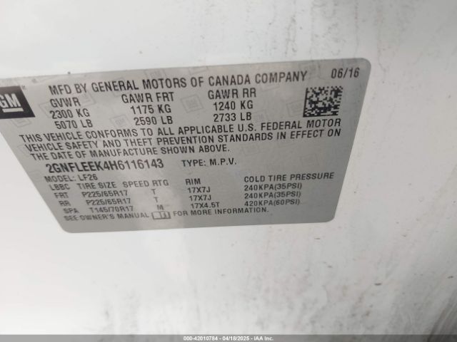 2GNFLEEK4H6116143 Chevrolet EQUINOX LS