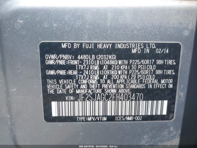 JF2SJAGC2FH403470 Subaru Forester 2.5i Premium